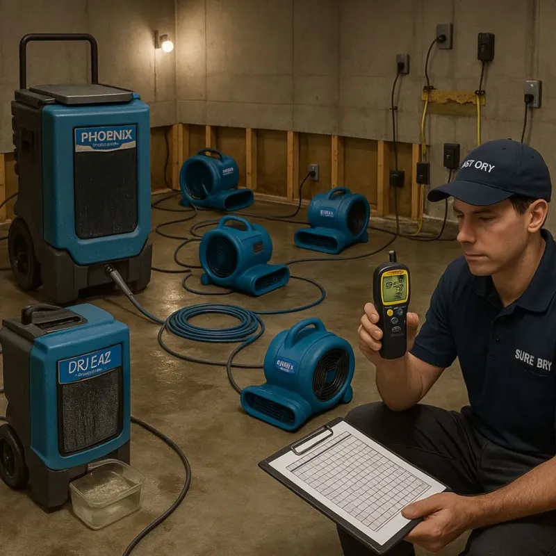 Structural Drying and Dehumidification process in Fairmont, NC